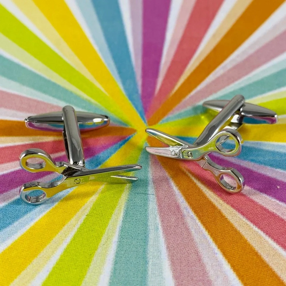 Snip snip hair stylist barber scissor cufflinks